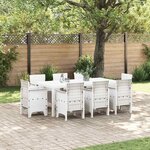 vidaXL Ensemble de salle à manger pour jardin 9 Pièces Blanc Rattan Polt