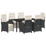 vidaXL Ensemble de salle à manger de jardin 7 pièces avec coussins noirs en poly rotin