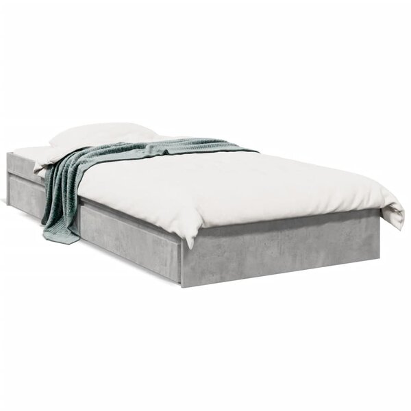 vidaXL Cadre de lit avec tiroirs sans matelas gris béton 75x190 cm