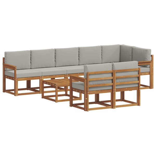 vidaXL Ensemble de canapés d'extérieur 9 pc Gris Naturel et Clair