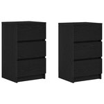 vidaXL Tables de chevet avec 3 tiroirs 2 Pièces noir 39x35x65 cm