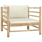 vidaXL Salon de jardin 5 Pièces avec coussins blanc crème bambou