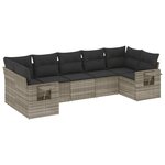 vidaXL Salon de jardin avec coussins 7 Pièces gris clair résine tressée