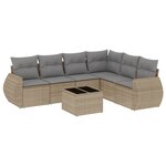 vidaXL Salon de jardin avec coussins 7 Pièces beige résine tressée