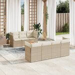 vidaXL Salon de jardin avec coussins 8 Pièces beige résine tressée