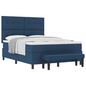 vidaXL Lit à ressorts avec matelas Bleu 140 x 200 cm tissu