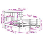 vidaXL Lit bibliothèque sans matelas blanc 150x200 cm bois pin massif