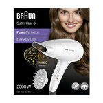 Braun hd385 satin hair seche-cheveux ionique - power perfection - blanc