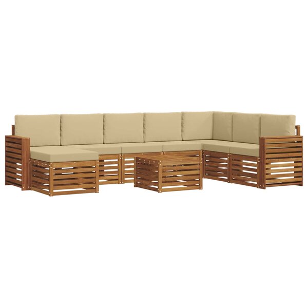 vidaXL Ensemble de canapés d'extérieur 9 Pièces Naturel et Beige