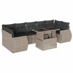 vidaXL Salon de jardin 8 Pièces avec coussins gris clair résine tressée