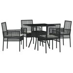 vidaXL Set de salle à manger jardin 5 pièces Noir poly rotin