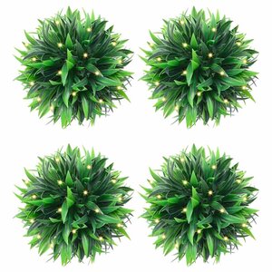 vidaXL Boules de buis artificielles avec lumières LED 4 Pièces vert 15 cm
