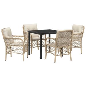 vidaXL Ensemble de salle à manger pour jardin 5 Pièces Beige polyrotin