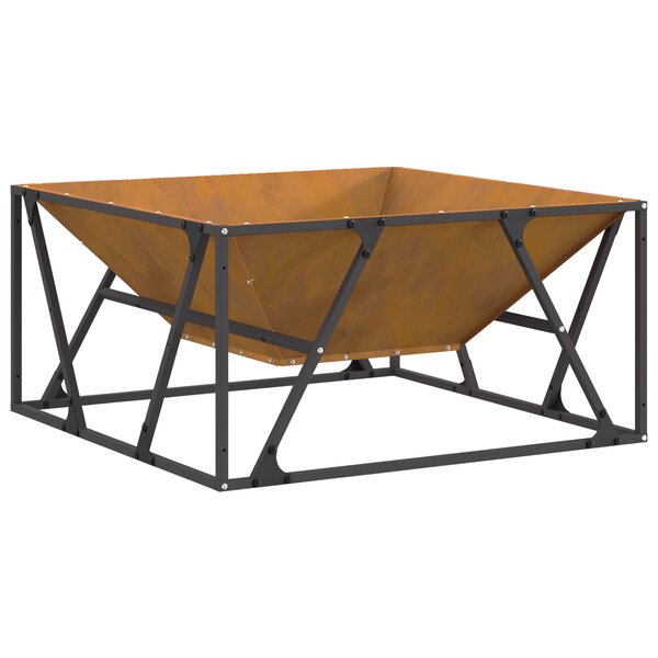 foyer vidaXL Carré 80x80x40 cm en acier résistant aux intempéries
