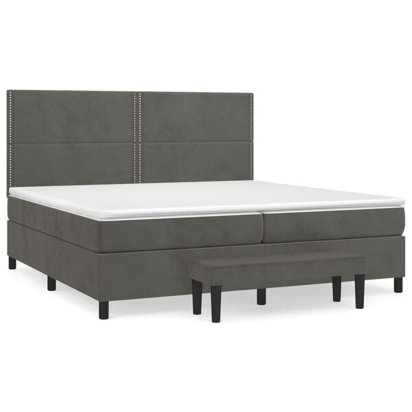 vidaXL Sommier à lattes de lit et matelas Gris foncé 200x200cm Velours
