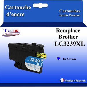 T3AZUR- Cartouche compatible avec Brother LC3239 XL Cyan pour Brother HL-J6000DW  HL-J6100DW
