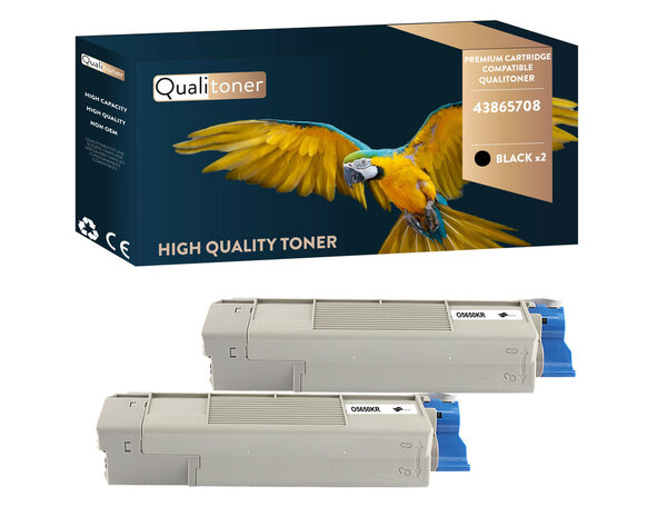 Qualitoner x2 toners 43865708 noir compatible pour oki