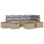 vidaXL Ensemble de canapé de jardin 7 Pièces Beige Poly rotin