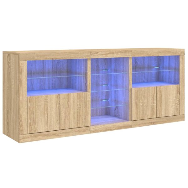 vidaXL Buffet avec lumières LED chêne sonoma 162x37x67 cm