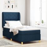 Lit Box Spring vidaXL avec Matelas en Bleu  90x200 cm  Tissu