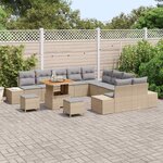vidaXL Ensemble de canapé de jardin 13 Pièces Beige Poly rotin