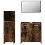 vidaXL Ensemble de meubles de salle de bain 3 Pièces Chêne fumé