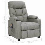 vidaXL Fauteuil de massage Gris clair Tissu