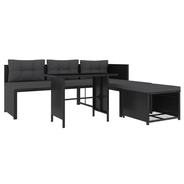 Salon de jardin meuble d'extérieur ensemble de mobilier 4 pièces résine tressée noir 02_0016279