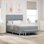vidaXL Lit à ressorts avec matelas Gris clair 140 x 200 cm tissu