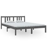vidaXL Cadre de lit Gris Bois massif 140x200 cm