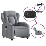 vidaXL Fauteuil de massage inclinable électrique gris clair tissu
