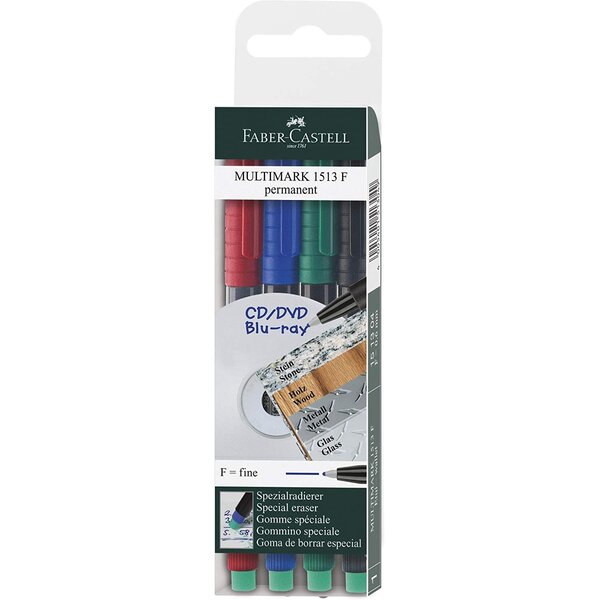 Etui de 4 marqueurs CD/DVD MULTIMARK Permanent Pointe fine FABER-CASTELL