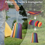 Hamac de voyage respirant portable toile de hamac dim. 2 9L x 1 5l m sac transport coton polyester multicolore