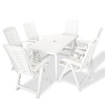 vidaXL Ensemble à manger d'extérieur 7 Pièces Plastique Blanc
