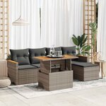 vidaXL Salon de jardin avec coussins 6 Pièces gris résine tressée acacia