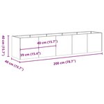 vidaXL Jardinière vert olive 200x40x40 cm acier laminé à froid