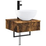 vidaXL Basin de lavage mural Chêne fumé 40 x 41 x 40 5 cm