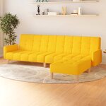 vidaXL Canapé-lit à 2 places avec repose-pied Jaune Tissu