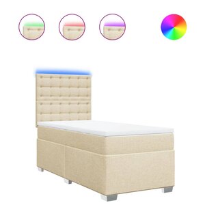 vidaXL Sommier à lattes de lit avec matelas Crème 90x200 cm Tissu