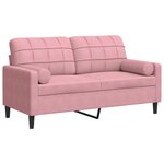 vidaXL Canapé 2 places avec oreillers décoratifs rose 140 cm velours
