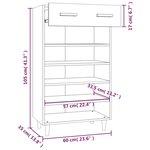 vidaXL Armoire à chaussures Noir 60x35x105 cm Bois d'ingénierie