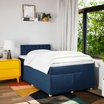 vidaXL Sommier à lattes de lit avec matelas bleu 120x190 cm tissu