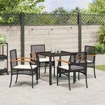 vidaXL Ensemble de salle à manger pour jardin 5 Pièces Noir polyrotin
