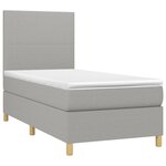 vidaXL Sommier à lattes de lit avec matelas et LED Gris clair 90x200cm