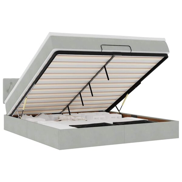 VidaXL Cadre de lit ottoman avec matelas gris clair 180x200 cm velours