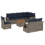 vidaXL Salon de jardin 9 Pièces avec coussins gris résine tressée