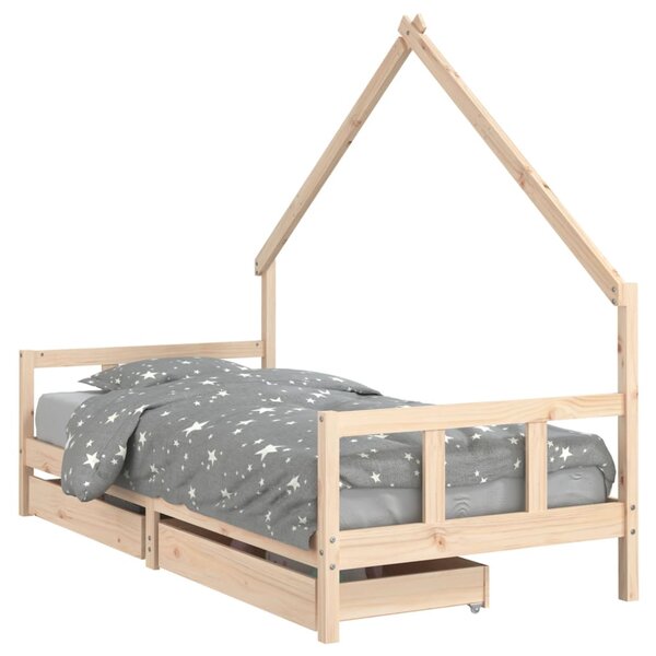 vidaXL Cadre de lit enfant avec tiroirs 90x200 cm bois de pin massif
