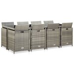 vidaXL Ensemble à manger d'extérieur 13Pièces et coussins poly rotin Gris