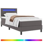 vidaXL Lit à ressorts avec matelas Gris 90 x 200 cm Simili cuir