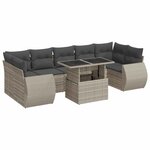 vidaXL Salon de jardin 8 Pièces avec coussins gris clair résine tressée